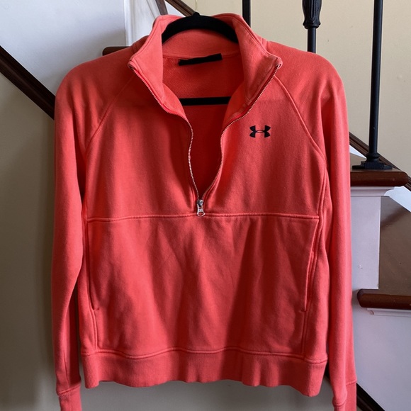Under Armour 🔥 Coral 3/4 Zip Up Pullover Sweatshirt Sz XS - Picture 5 of 8